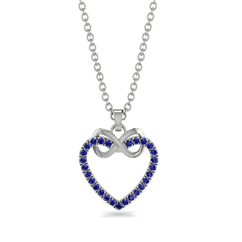 Classic Silver Necklaces For Timeless Fashion-Infinity Heart Sapphire Necklace - Mollie No. 15