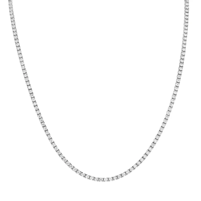 Vintage Crystal Necklaces For Glamorous Wear-14k White Gold Eternity Diamond Tennis Necklace 11.50 Carats