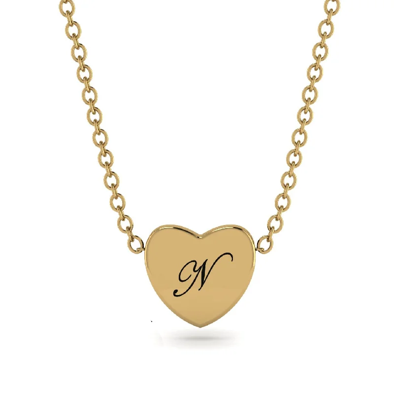 Minimalist Bar Necklaces For Everyday Style-Heart Initial Necklace - Emory No. 1