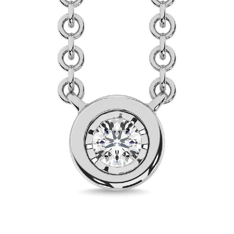 Customizable Charm Necklaces For Personalized Jewelry-Diamond 1/10 Ct.Tw. Solitaire Necklace in 10K White Gold