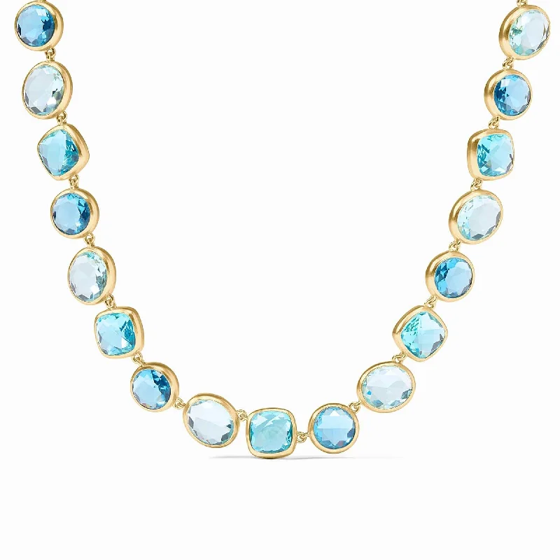 Elegant Diamond Necklaces For Weddings-Kaleidoscope Bahamian Blue Tennis Necklace