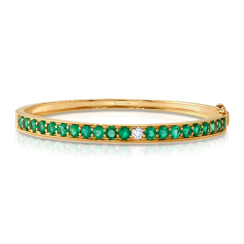 Bangles For Classy Occasions-Allure emerald & diamond bangle, 14kt gold