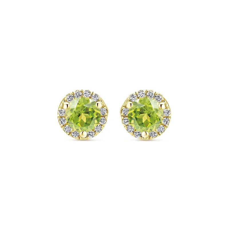 Butterfly Earrings For Spring Looks-14K Yellow Gold Diamond and Lemon Quartz Stud Earrings