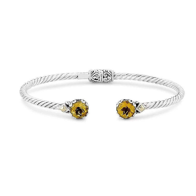 Bangles With Metal Hues-SAMUEL B. CITRINE HINGED BANGLE BRACELET