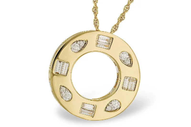 Elegant Gold Charm Necklaces For Bridesmaids-14k Yellow Gold Mosaic Style Diamond Fashion Necklace by Allison Kaufman