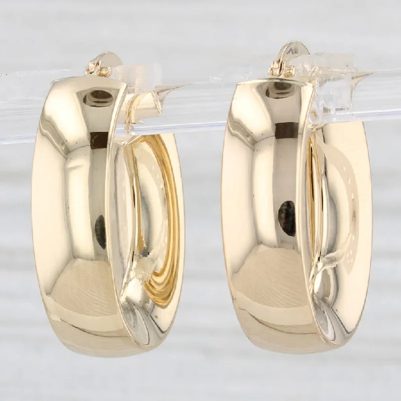 Classic Gold Hoop Earrings-Oval Hoop Earrings 18k Yellow Gold Snap Top Posts Milor Italy Hoops