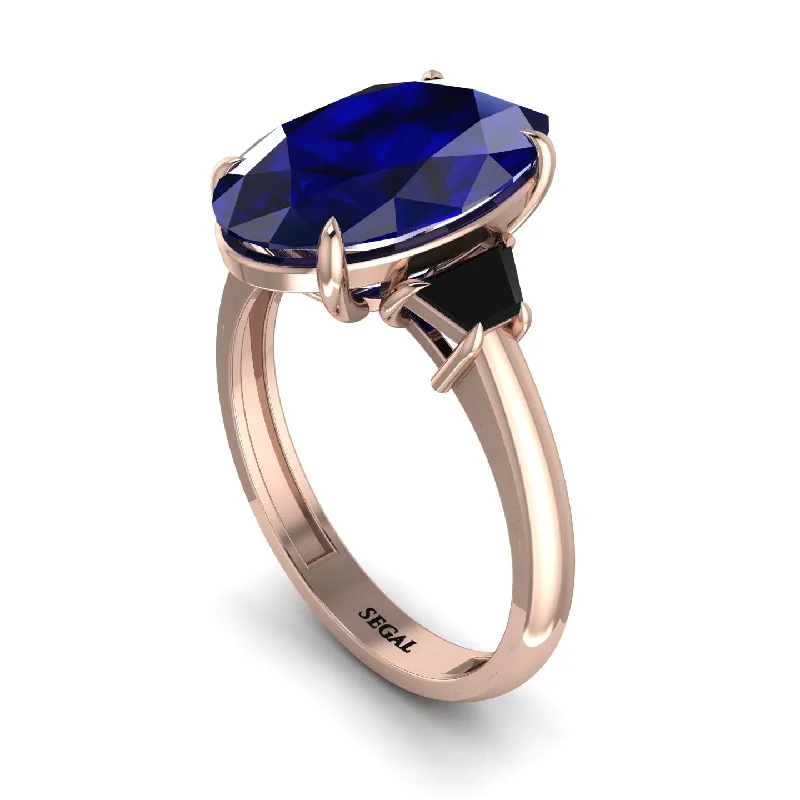 Elegant Diamond Rings For Weddings-Oval-Cut Sapphire Three Stone Engagement Ring - Amari No. 44