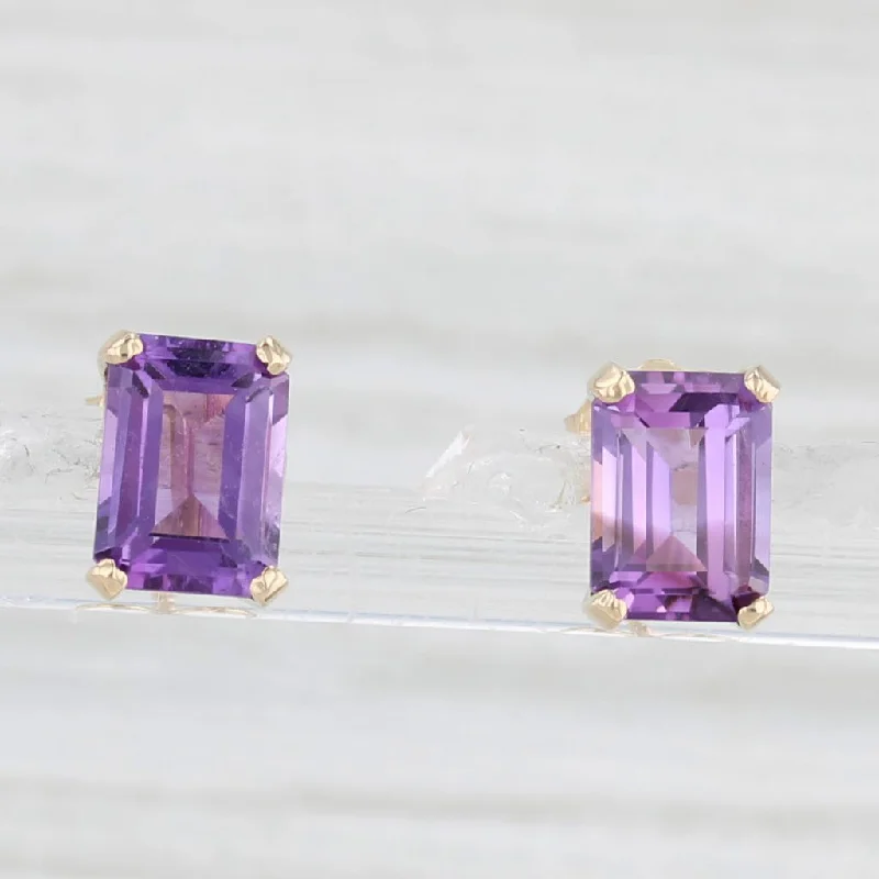 Vintage Gold Earrings For Classic Elegance-1.91ctw Amethyst Stud Earrings 14k Yellow Gold