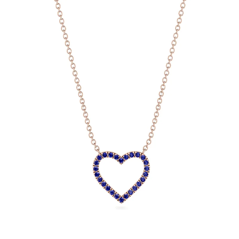 Layered Necklaces For Trendy Style-Heart Shaped Sapphire Necklace - Marie No. 14