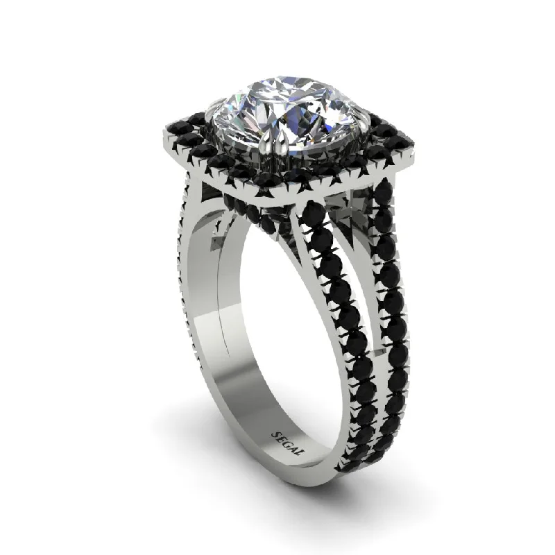 Simple Wedding Bands For Elegant Brides-Diamond Pave Split Shank Engagement Ring - Averie No. 33