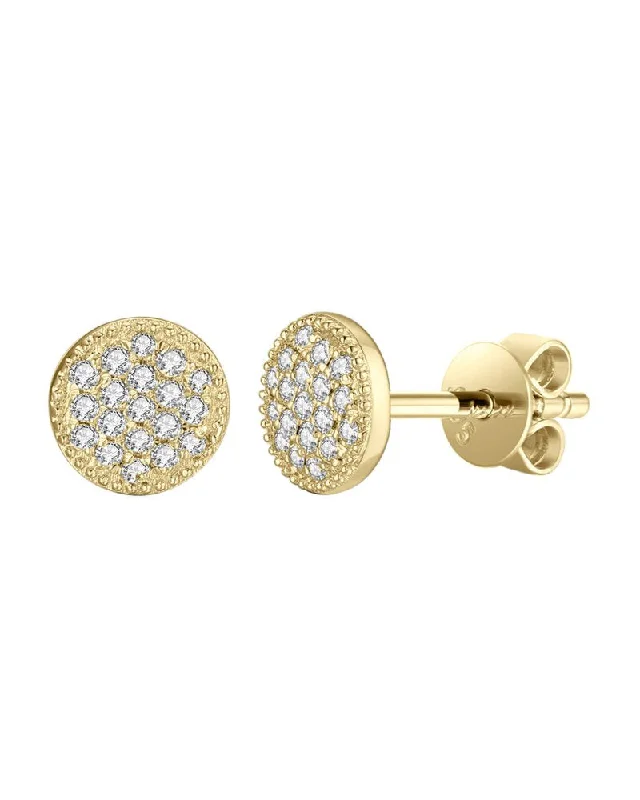 Cute Pearl Stud Earrings For Kids-14ky Gold Pavé Diamond Earrings