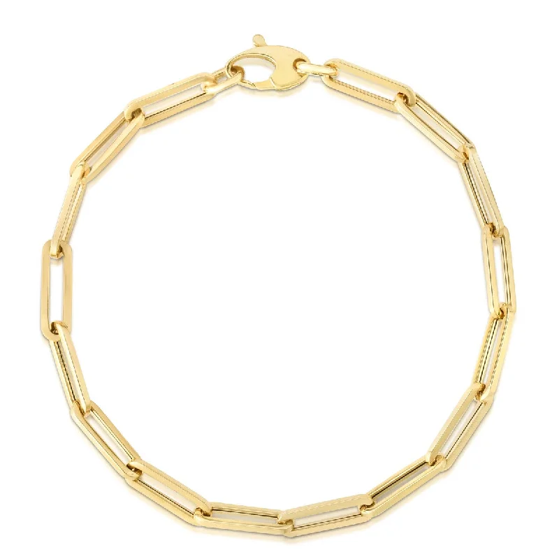 Bracelets For Fashionistas-14kt Yellow Gold 7.5 inch 4.2mm Polished Oval Cable Bracelet with Lobster Clasp RC11170-0750