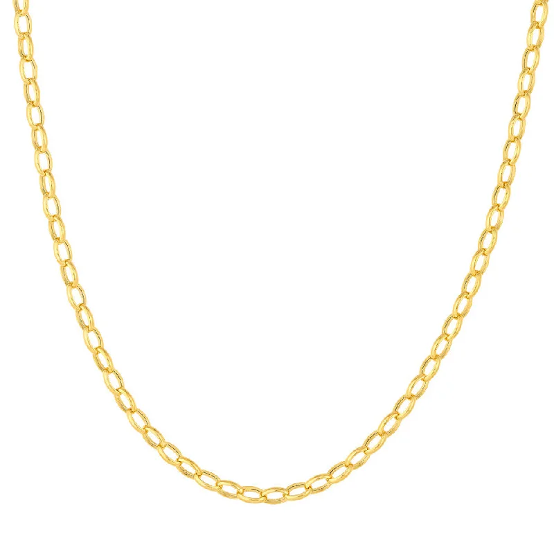 Trendy Choker Necklaces For Party Wear-14K Yellow Gold 4.5MM Oval Forzentina Hollow Chain Necklace, 18 Inch