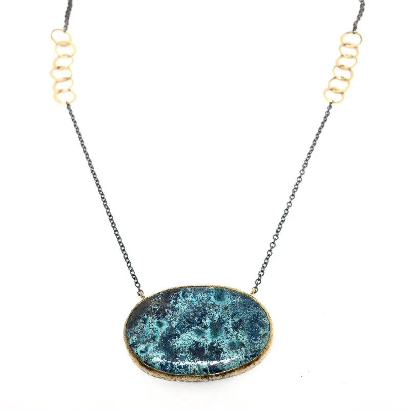 Custom Bar Necklace For Personalized Jewelry-Chrysocolla Pendant Necklace