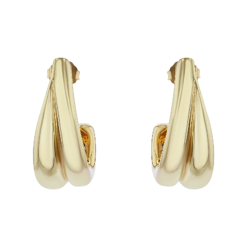 Bold Earrings For Fashion Lovers-14K Yellow Gold J Hoop Earrings