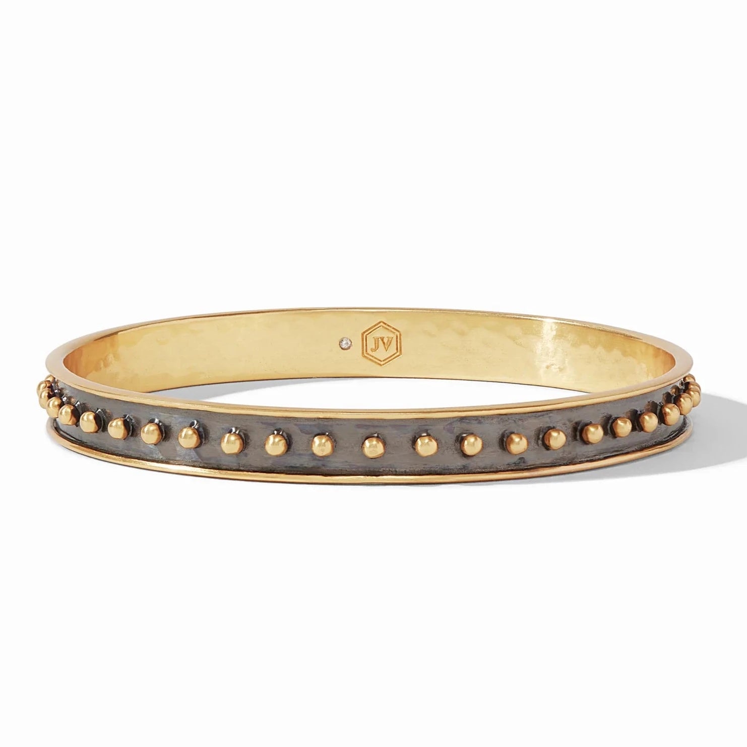 Bangles With Zodiac Signs-Julie Vos 24K Gold Plated SoHo Mixed Metal Stacking Bangle Bracelet, Medium