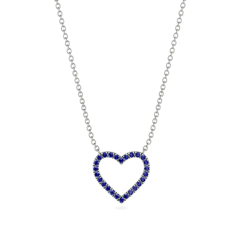 Minimalist Gold Chain Necklaces For Elegant Looks-Heart Shaped Sapphire Necklace - Marie No. 15