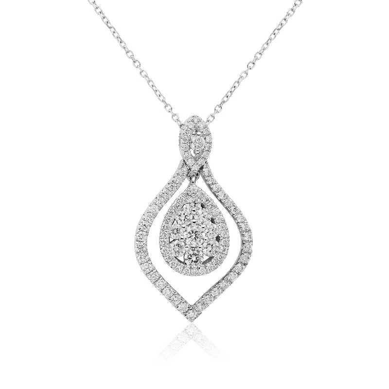 Simple Nameplate Necklaces For Personalized Gifts-White Gold Diamond teardrop necklace