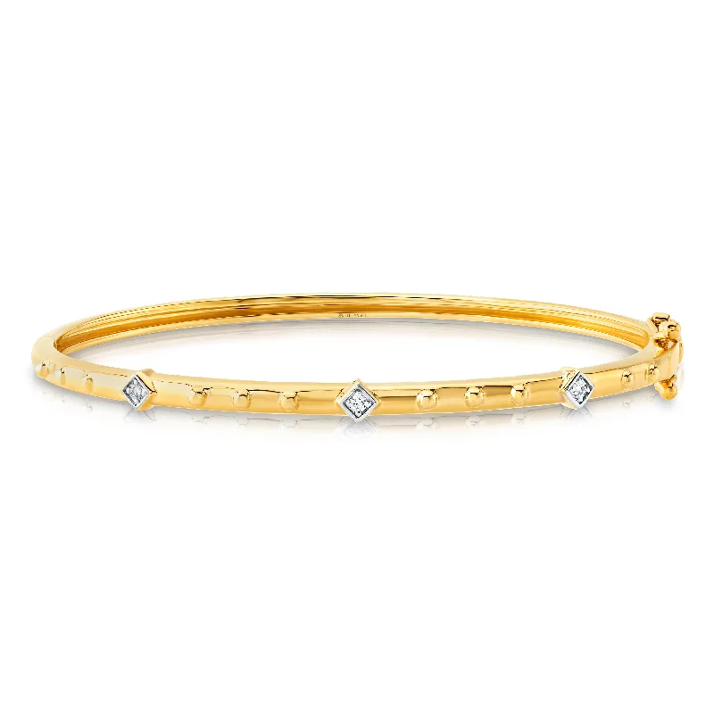 Bangles With Silver Plating-Harmonious diamond bangle, 14kt gold