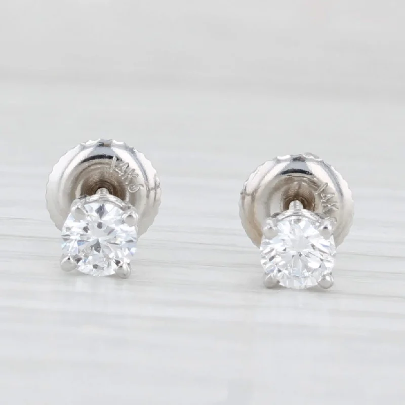 Elegant Gold Earrings For Evening Wear-0.50ctw Diamond Solitaire Stud Earrings 14k White Gold VS2 Round Brilliant