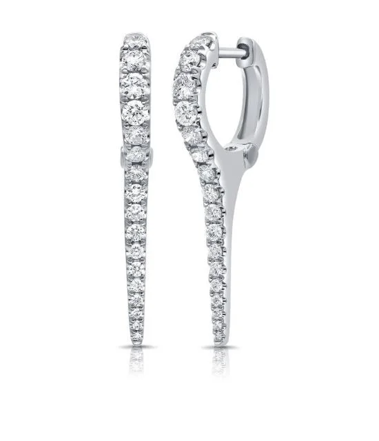 Elegant Drop Earrings For Formal Wear-14k White Gold Diamond Dagger Earrings