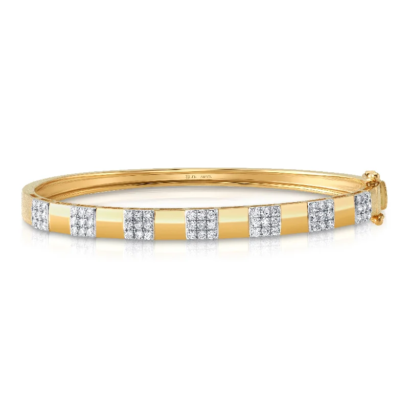 Bangles For Cultural Celebrations-Lucky 7 diamond square studded bangle, 14kt gold