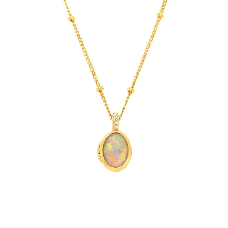 Statement Long Chain Necklaces For Bold Fashion-Opal Hidden Journey Locket