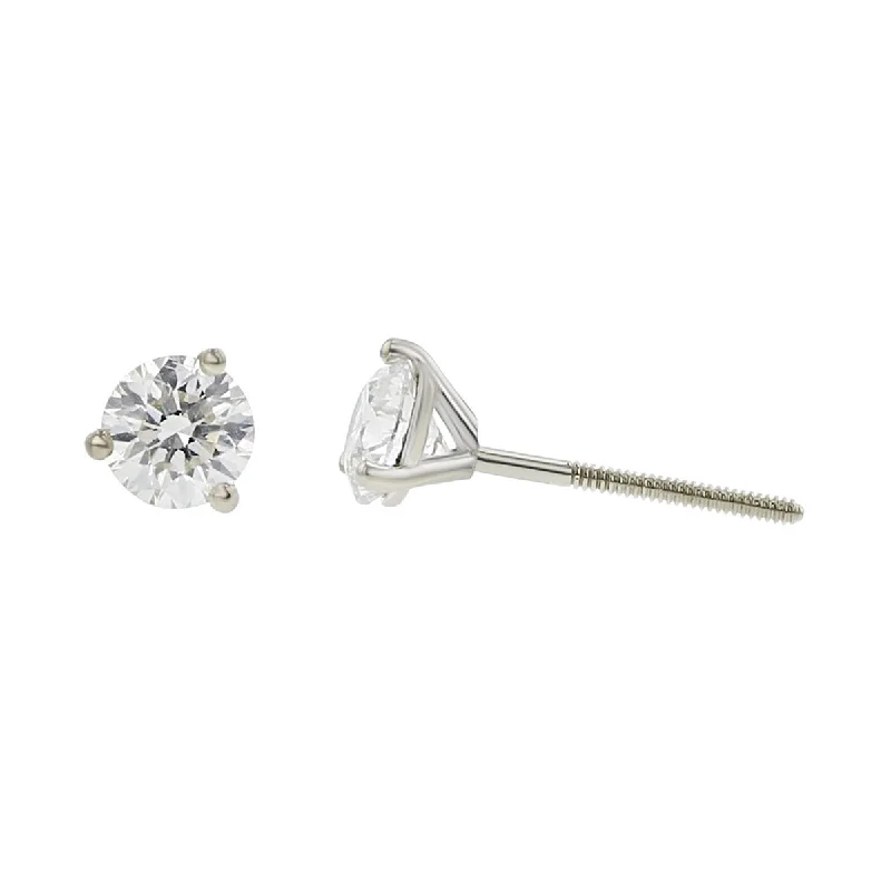 Affordable Earrings For Everyday Use-14K White Gold Brilliant Diamond Stud Earrings