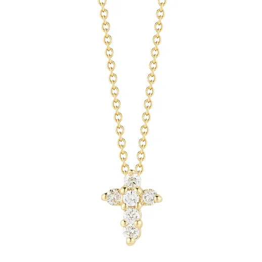 Fashionable Crystal Pendant Necklaces For Chic Looks-Roberto Coin Baby Cross Pendant from Tiny Treasures Collection 001883AYCHX0