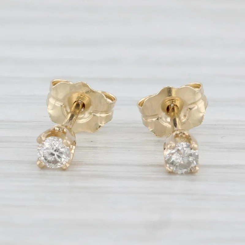 Handmade Pearl Earrings For Unique Gifts-0.10ctw Round Diamond Solitaire Stud Earrings 10k Yellow Gold