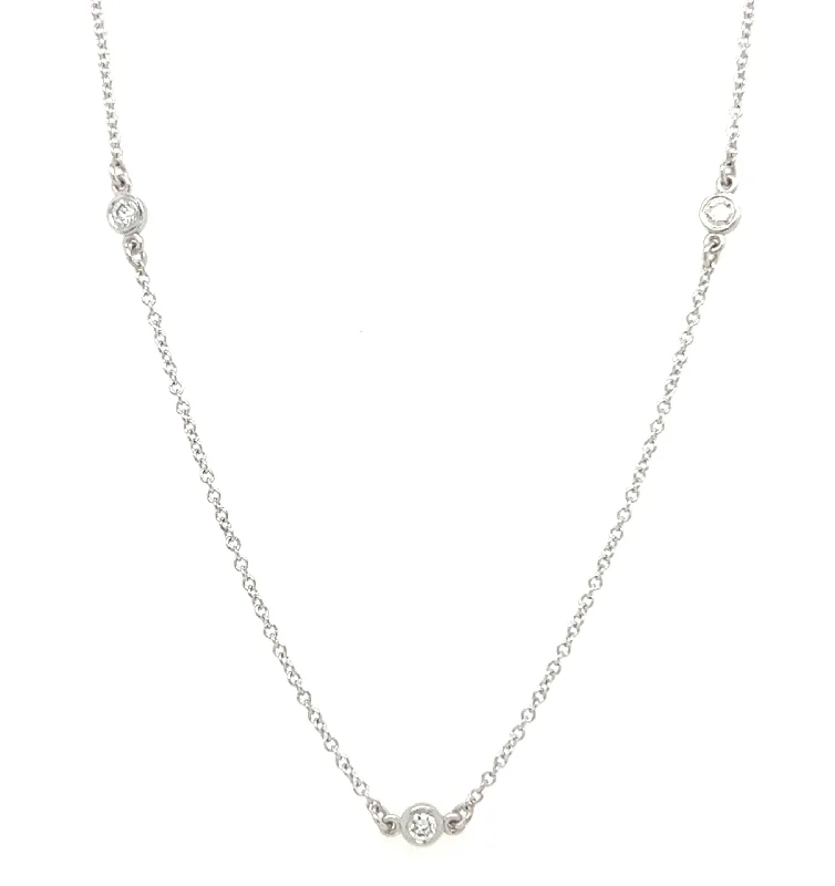 Elegant Pendant Necklaces For Bridesmaids-14k White Gold Diamonds By The Inch Necklace by IJC