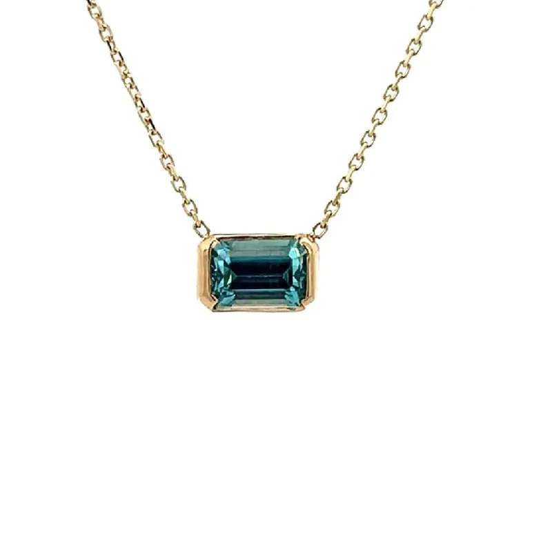 Customizable Birthstone Necklaces For Personal Gifts-Yellow Gold Blue Zircon Necklace