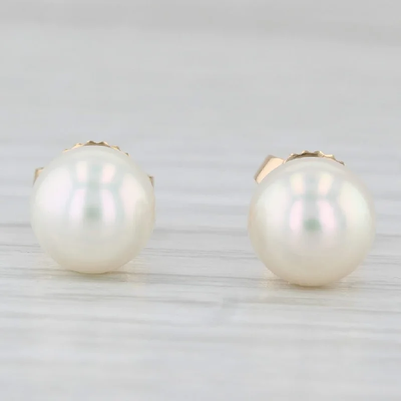 Modern Earrings For Urban Fashion-Mikimoto Cultured Pearl Stud Earrings 18k Yellow Gold Solitaire Studs