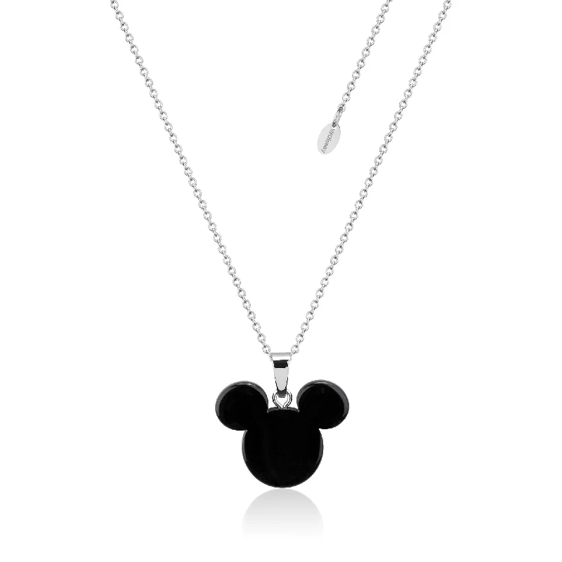 Personalized Heart Shape Necklaces For Bridesmaids-DISNEY Stainless Steel 47cm Mickey Mouse Black Necklace