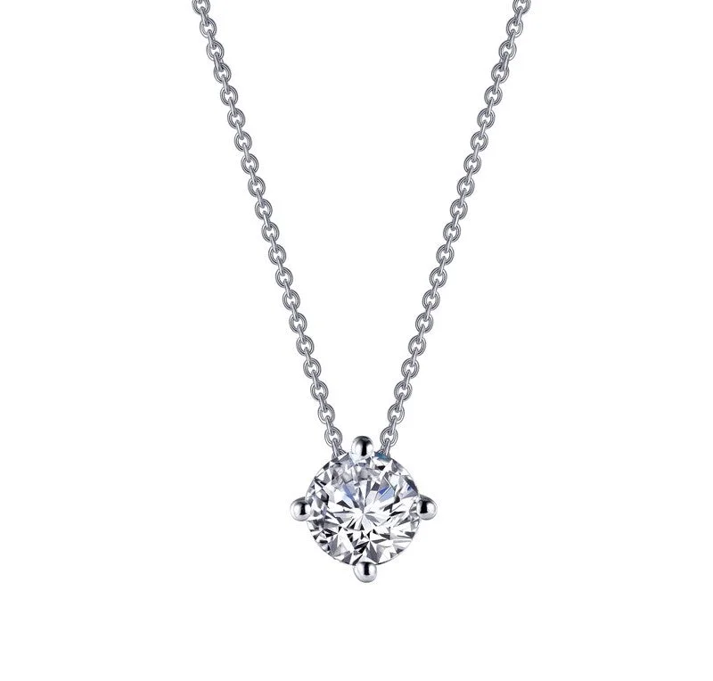 Vintage Inspired Necklaces For Retro Glam-Sterling Silver 1.25 ct Simulated Diamond Solitiare Necklace by Lafonn