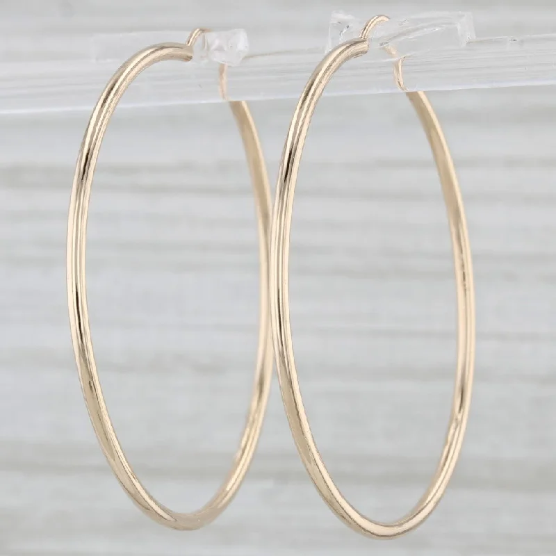 Pearl And Diamond Earrings For Special Days-Round Hoop Earrings 14k Yellow Gold Pierced Hoops