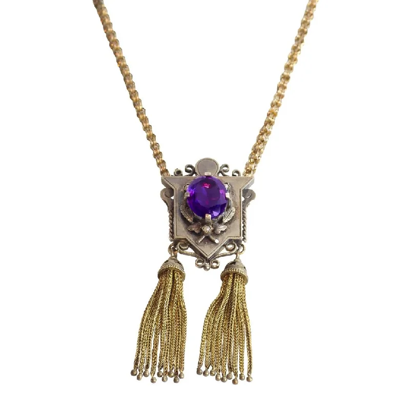 Custom Gold Chain Necklaces For Unique Designs-14k Yellow Gold Amethyst Necklace