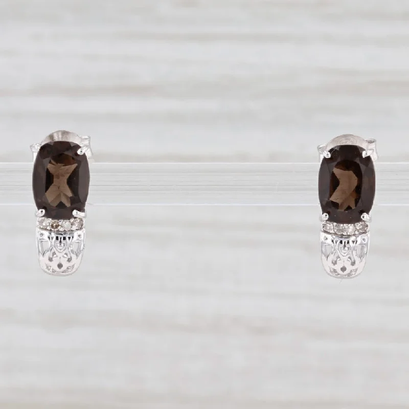 Customized Earrings For Personalized Touch-New 1.42ctw Smoky Quartz Diamond Drop Earrings Sterling Silver