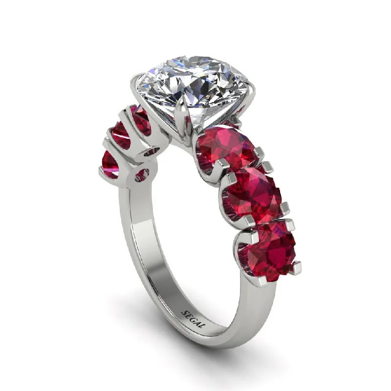 Beautiful Birthstone Rings For Every Month-Round Cut Diamond Cathedral Engagement Ring - Tatum No. 48