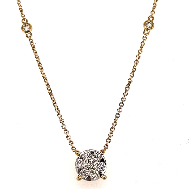 Trendy Multi-Color Necklaces For Fashion Enthusiasts-14K Yellow Gold Diamond Cluster Station Necklace