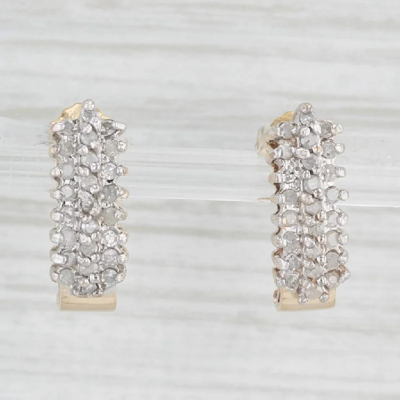 Silver Drop Earrings For Casual Look-0.46ctw Diamond Cluster Journey Earrings 10k Yellow Gold J-Hook Drops