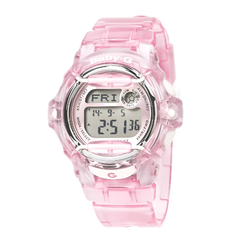 Watches For Winter Fashion-Casio Women's Alarm Watch - Baby-G Pink Transparent Strap Digital Dial | BG169R-4