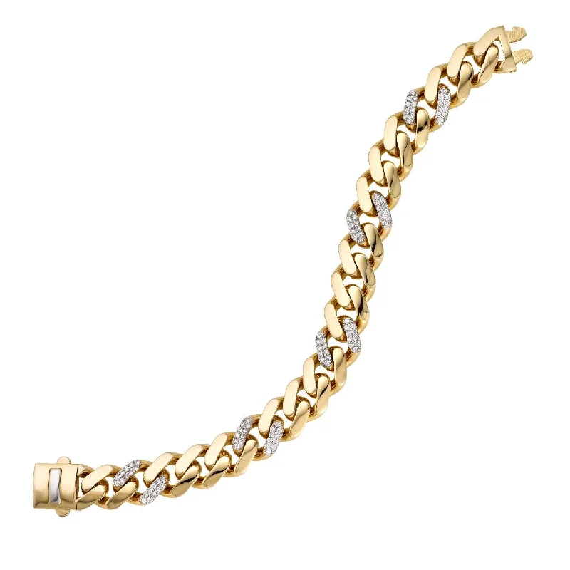 Bracelets For Indian Weddings-14K Yellow Gold 8" 1.25CT Ferrara Diamond Chain Bracelet with Box Clasp RC10031-08