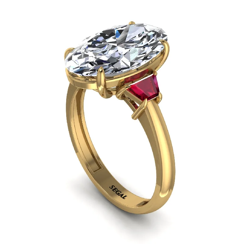 Colorful Gemstone Rings For Vibrant Looks-Oval-Cut Diamond Three Stone Engagement Ring - Amari No. 46