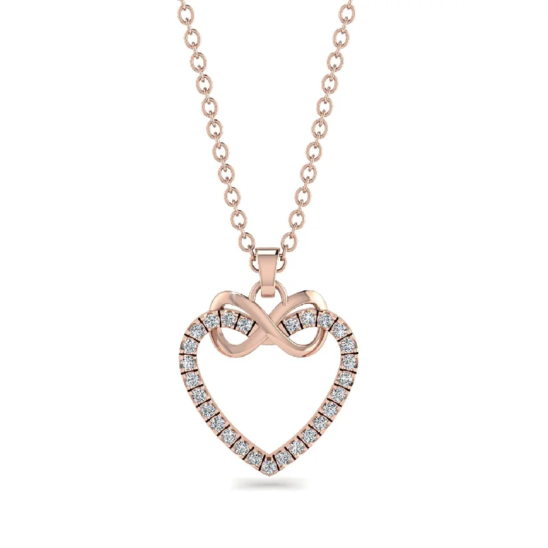 Layered Pearl Necklaces For Bridal Fashion-Infinity Heart Diamond Necklace - Mollie No. 2