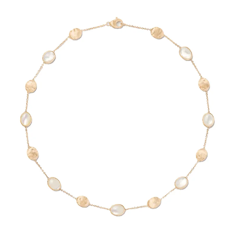 Minimalist Bar Chain Necklaces For Everyday Wear-Marco Bicego Siviglia 18K Yellow Gold Mother of Pearl & Gold Necklace