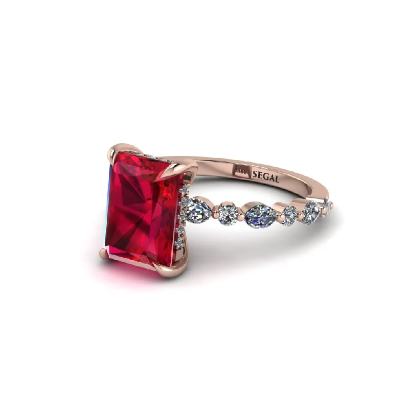 Elegant Gemstone Engagement Rings For Brides-Radiant-Cut Ruby Eternal Radiance Engagement Ring - Skye No. 11