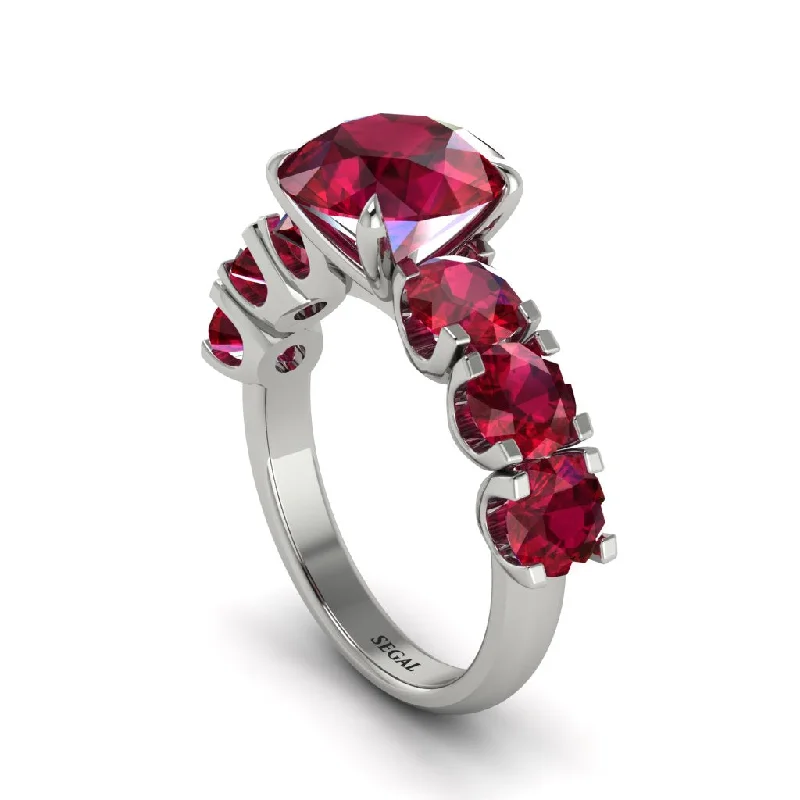 Custom Rings For Bridesmaids Gifts-Round Cut Ruby Cathedral Engagement Ring - Tatum No. 57