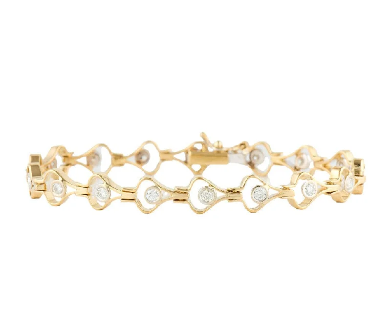 Bracelets For Casual Wear-0.68ctw Diamond Bezel Set Two Tone Open Link Bracelet in 18K