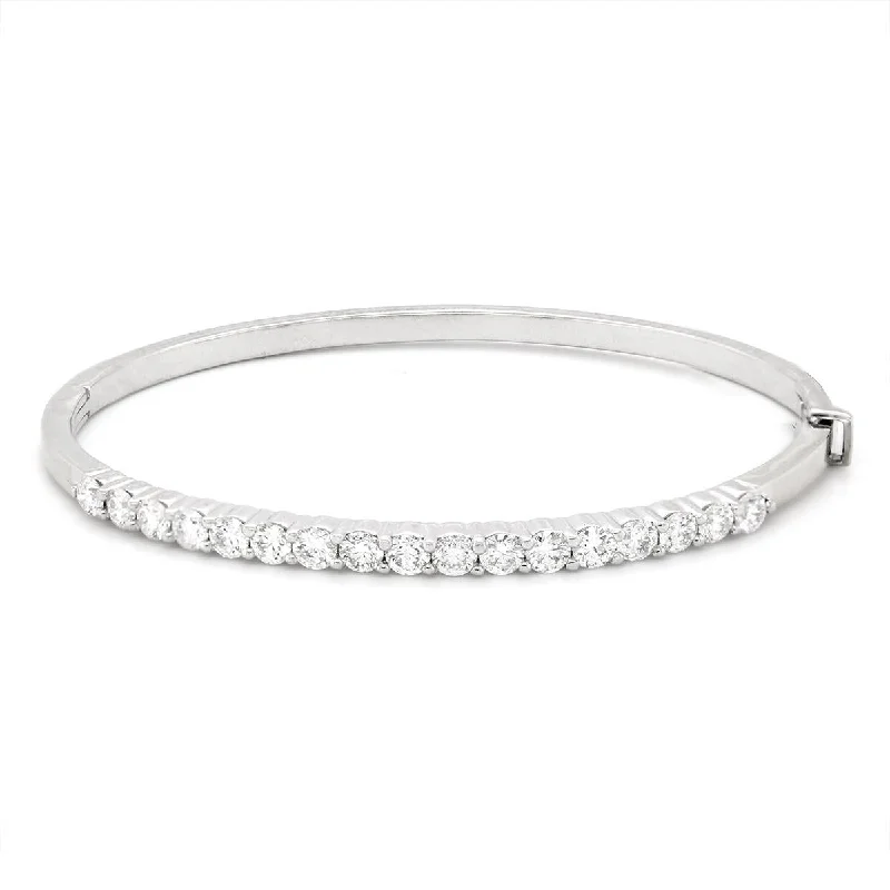 Bangles For Friendship Day-WHITE GOLD DIAMOND BANGLE BRACELET, 2.50 CT TW